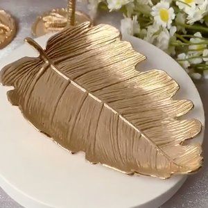 Anthropologie Golden Leaf Jewelry Tray